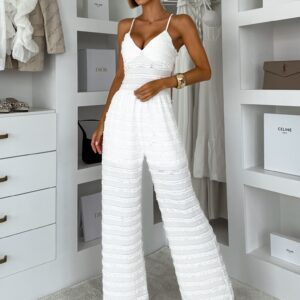 Bílý elegantní dlouhý overal VOTOTA Velikost: M/L