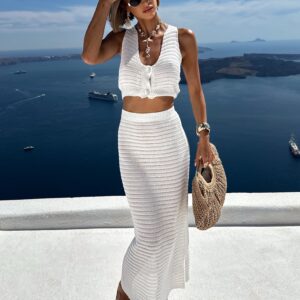 Bílý letní komplet CALIRA s topem Velikost: M/L