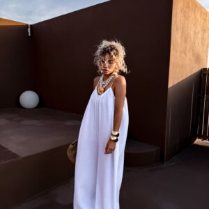 Bílý mušelínový maxi overal ZEVANDER Velikost: ONESIZE