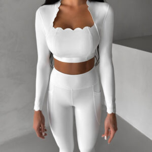 Bílý sportovní pilates top LUNIRA s dlouhým rukávem Velikost: L