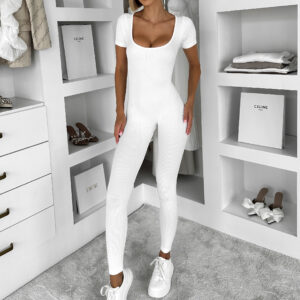 Bílý tvarující overal GRAYZE s krátkým rukávem Velikost: M/L