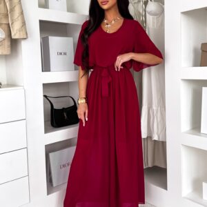 Bordó elegantní dlouhý společenský overal LEIRIA Velikost: ONESIZE