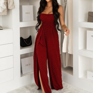 Bordó stylový dlouhý overal KITHON s rozparky Velikost: ONESIZE