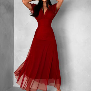 Bordó tylové dlouhé šaty VOLYADA Velikost: ONESIZE