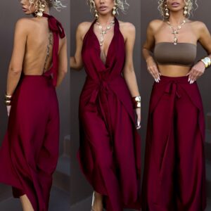 Bordó variabilní saténové vázací kalhoty MARINE Velikost: ONESIZE