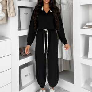 Černá bavlněná tepláková souprava DURIEN Velikost: ONESIZE