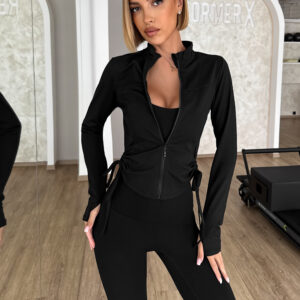 Černá sportovní mikina RATATA na zip Velikost: L