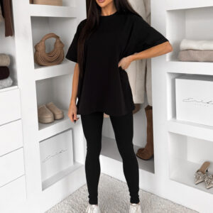 Černé bavlněné basic tričko LOVETE s krátkým rukávem Velikost: ONESIZE