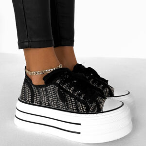 Černé letní tenisky BAOCHA s vysokou podrážkou Velikost: 41