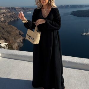 Černé mušelínové dlouhé oversize šaty CHASTE Velikost: ONESIZE