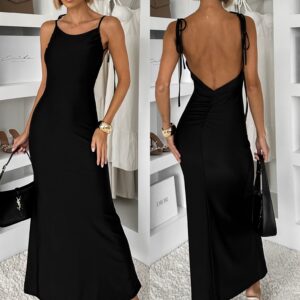 Černé společenské šaty MATYIA se zavazováním Velikost: ONESIZE