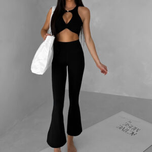 Černé sportovní jóga zvonové kalhoty ZAHIRU Velikost: L