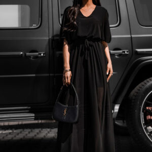 Černý elegantní dlouhý overal LEIRIA Velikost: ONESIZE