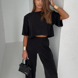 Černý kalhotový stylový komplet BELLEZA s vycpávkou Velikost: ONESIZE