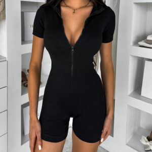 Černý krátký push up overal BAMBINO s krátkým rukávem Velikost: M/L