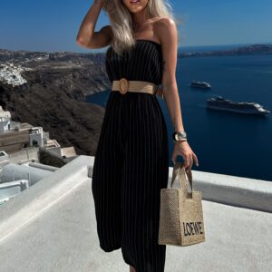 Černý letní overal MATEANY s páskem Velikost: ONESIZE