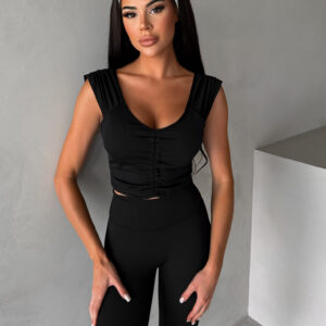 Černý sportovní pilates top LORAMIA Velikost: L