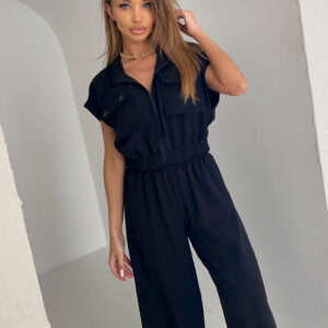 Černý stylový kalhotový komplet BILLOW Velikost: ONESIZE