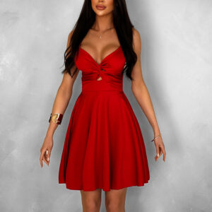 Červené elegantní áčkové letní krátké šaty MADURAI Velikost: ONESIZE