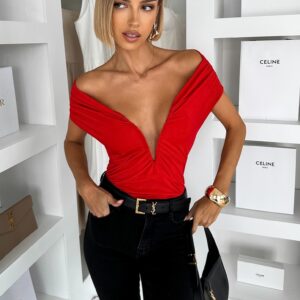 Červené společenské body AIBARA s výstřihem Velikost: ONESIZE