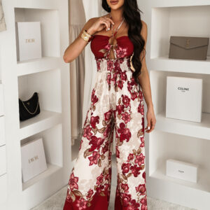 Červený letní dlouhý overal SVITLANY Velikost: ONESIZE