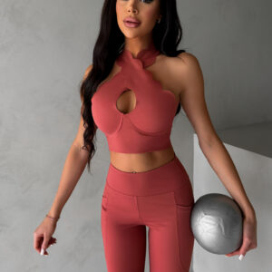 Cihlová sportovní vlnkovaná podprsenka ISOURAT Velikost: L