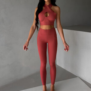 Cihlové sportovní push up legíny WEMIROS Velikost: L