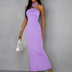 Fialové dlouhé elastické elegantní šaty GUARDA Velikost: ONESIZE