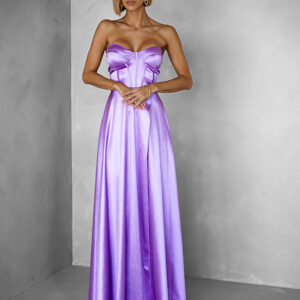 Fialové dlouhé saténové šaty GYBRAL s korzetem Velikost: ONESIZE