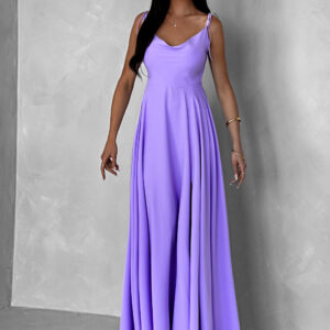 Fialové dlouhé splývavé šaty LERDISEL na ramínka Velikost: ONESIZE
