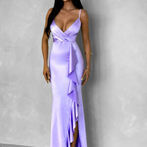 Fialové elegantní šaty BEERAN s volánky Velikost: ONESIZE