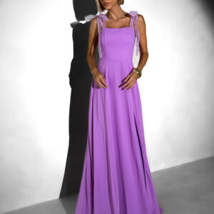 Fialové společenské dlouhé šaty AMIREZA s rozparkem Velikost: L