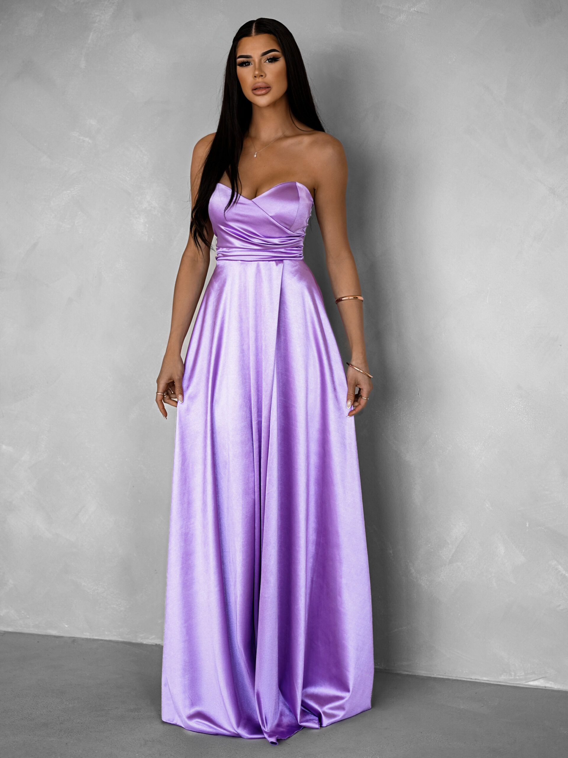 Fialové společenské saténové korzetové šaty SYCHAEUS Velikost: ONESIZE - Obrázek 2