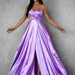 Fialové společenské saténové korzetové šaty SYCHAEUS Velikost: ONESIZE