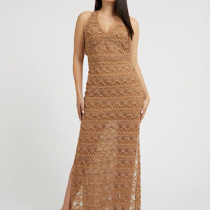 Guess dámské dlouhé hnědé šaty W3GK27KBPQ0 M