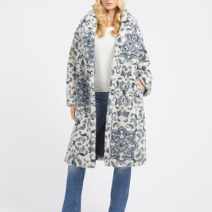 Guess dámský bílomodrý vzorovaný kabát W3BL55WFSH2 M