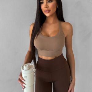 Hnědá sportovní fitness podprsenka SONDEL Velikost: L