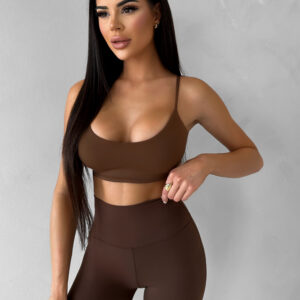 Hnědá sportovní fitness podprsenka VELIRA Velikost: L