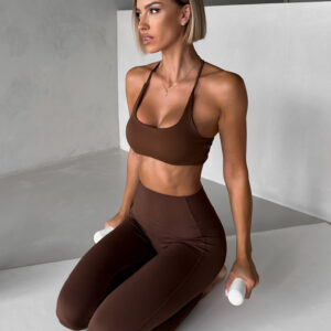 Hnědá sportovní podprsenka SALONI na tenká ramínka Velikost: L