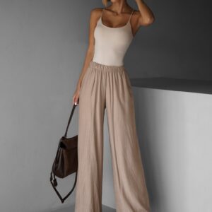 Hnědé lehké letní široké kalhoty MYSARIA Velikost: ONESIZE