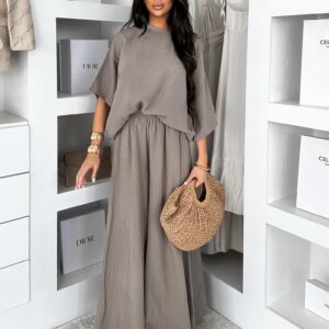 Hnědé mušelínové oversize tričko MILORA Velikost: ONESIZE