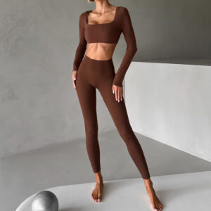 Hnědé sportovní fitness legíny KIRELLA Velikost: L