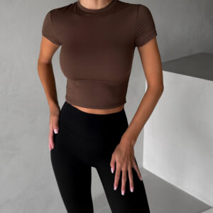 Hnědé sportovní fitness tričko MEREDIN Velikost: L