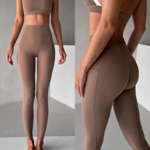 Hnědé sportovní jóga legíny TUREZA Velikost: L