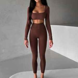 Hnědé sportovní legíny TERNILA s extra vysokým pasem Velikost: L