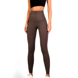 Hnědé stahovací legíny HELIODER s vysokým pasem Velikost: L/XL