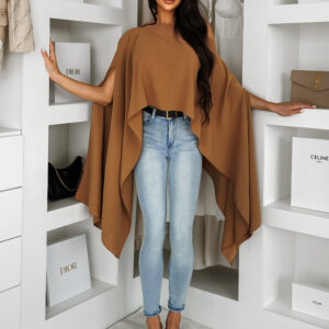 Hnědý letní elegantní top THREADY Velikost: ONESIZE