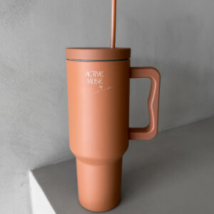 Hnědý nerezový termohrnek s brčkem 1000ml VENTO Velikost: ONESIZE