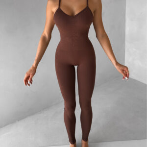 Hnědý push up sportovní overal ELANTRA Velikost: L