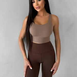 Hnědý sportovní fitness top ALIREX Velikost: L